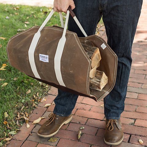 Canvas And Leather Log Carrier - US 8534