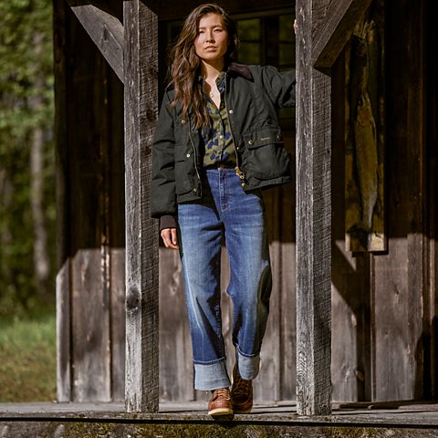 Barbour® Cropped Beadnell Waxed Jacket - US 7058