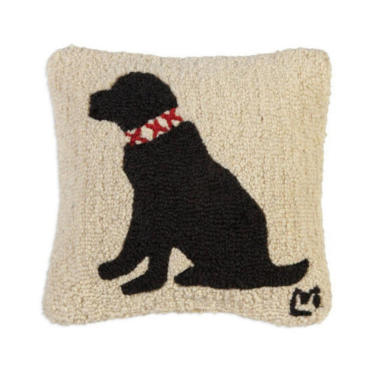 Black Lab Hand-Hooked Pillow 14" x 14" - US 2132